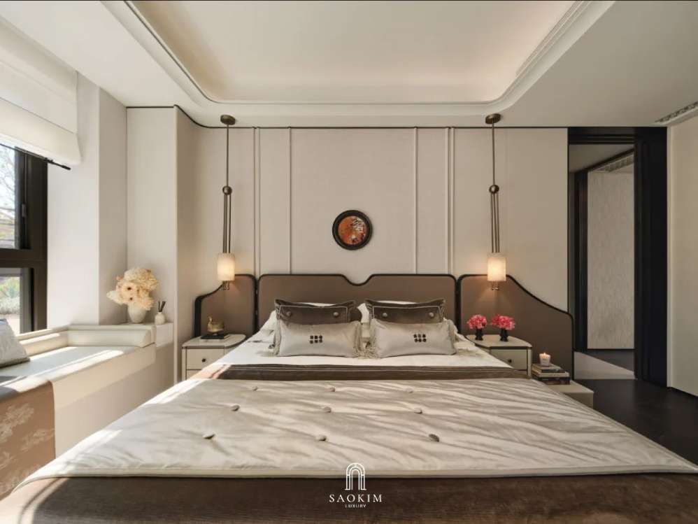 Phòng ngủ Master đẳng cấp trong thiết kế biệt thự Ecopark Grand - The Island
